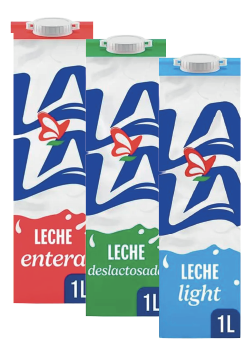 Leche Entera, Deslactosada o Light LALA 1L